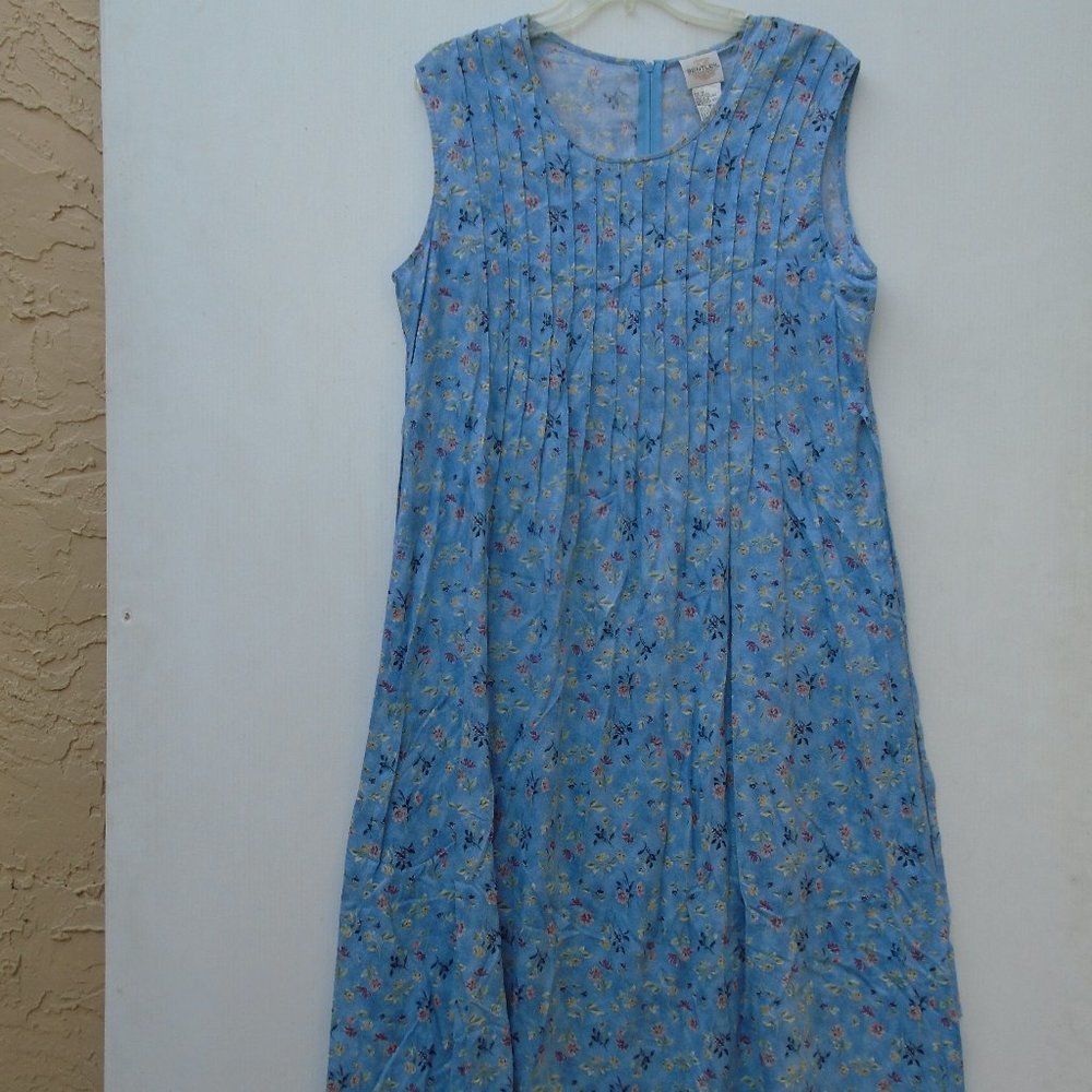 Bentley 100% Rayon Floral Housecoat Women's Size 14 Blue